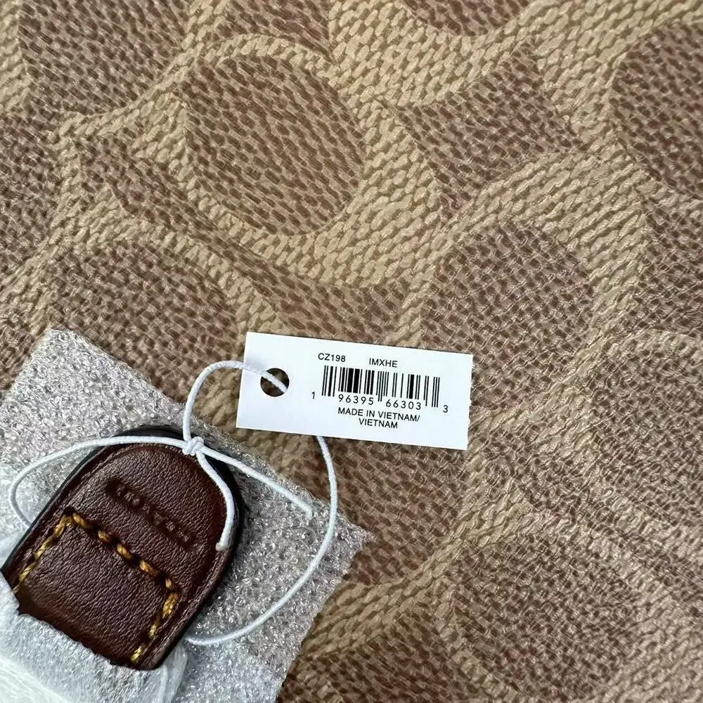 Coach Snap Notebook In Signature Canvas/Smooth leather/ Tan Brown CZ198 NWT